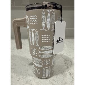 Hydrapeak FISH Print 25-oz Tumbler W Handle Lid Steel Travel Mug NEW Fishing